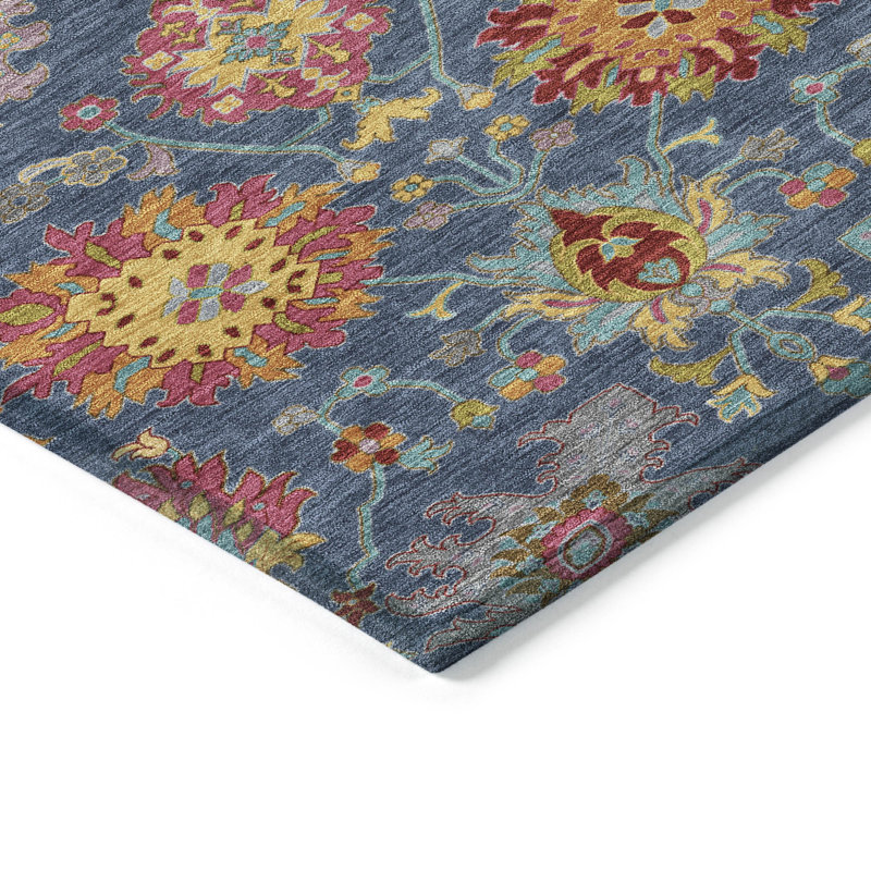 Tapis damassé intérieur / extérieur lavable à la machine ACN2288, Rond 8 pi