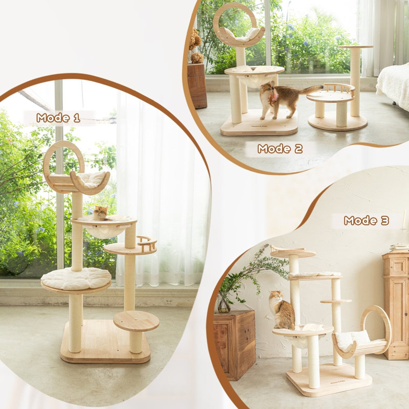 Transformable Cat Tree, Large Wood Cat Tower
