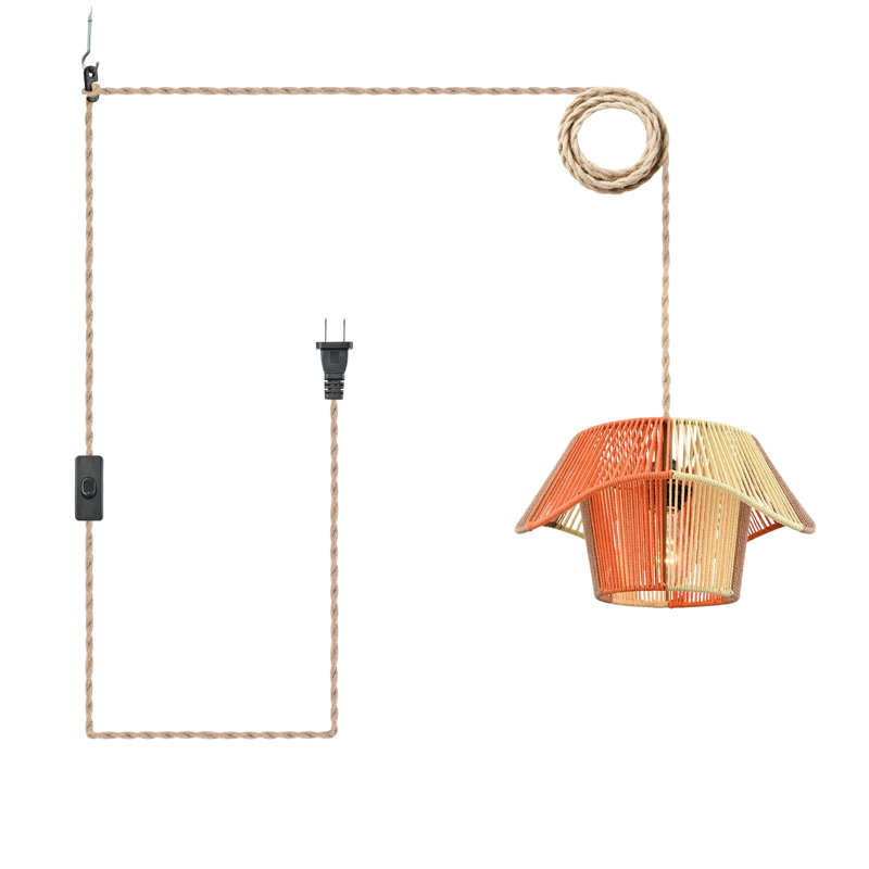 Boho Rattan Plug In Pendant Light