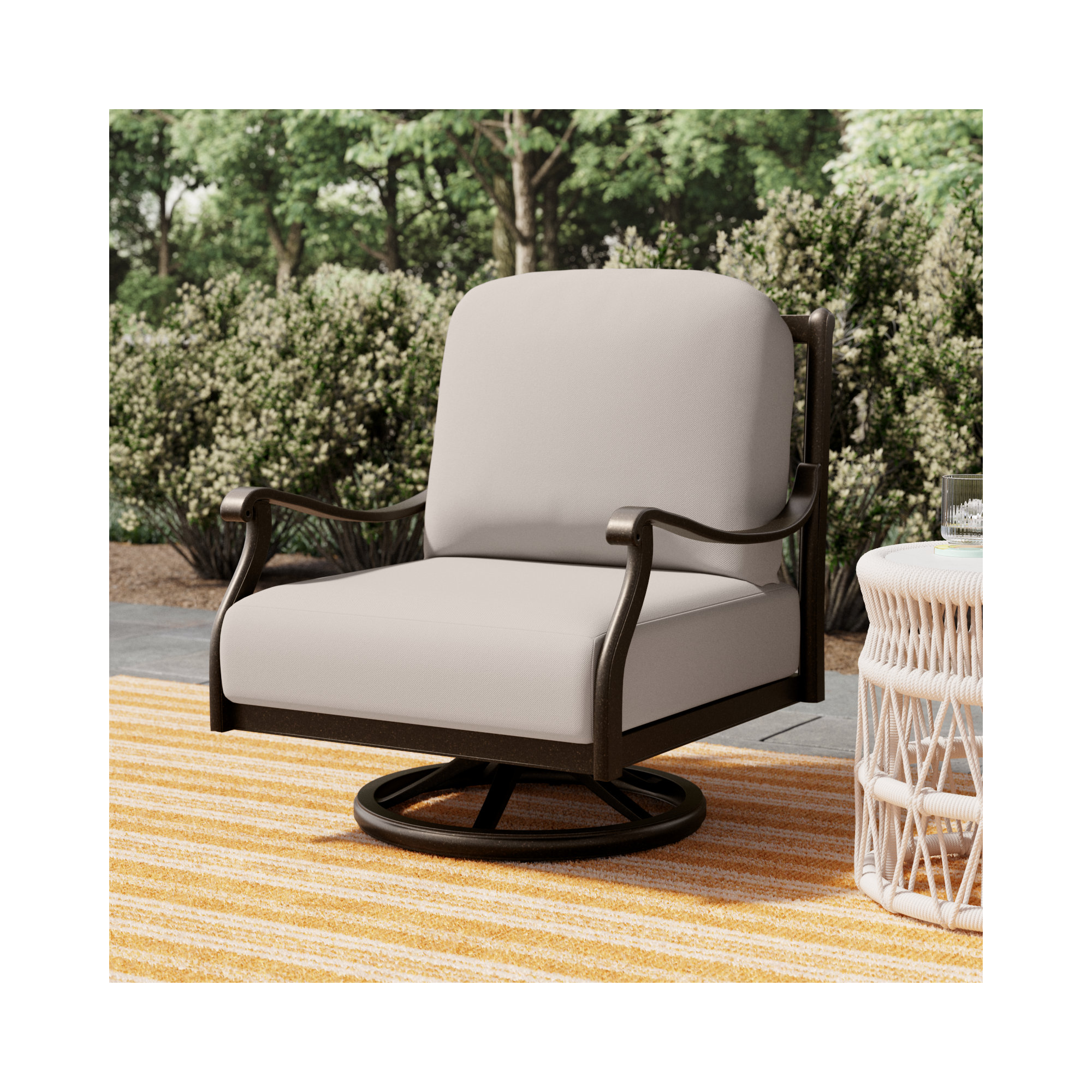 Casa Outdoor Chair with Sunbrella® Cushions, Canvas Bird's Eye Sunbrella® Canvas, Chestnut Brown
