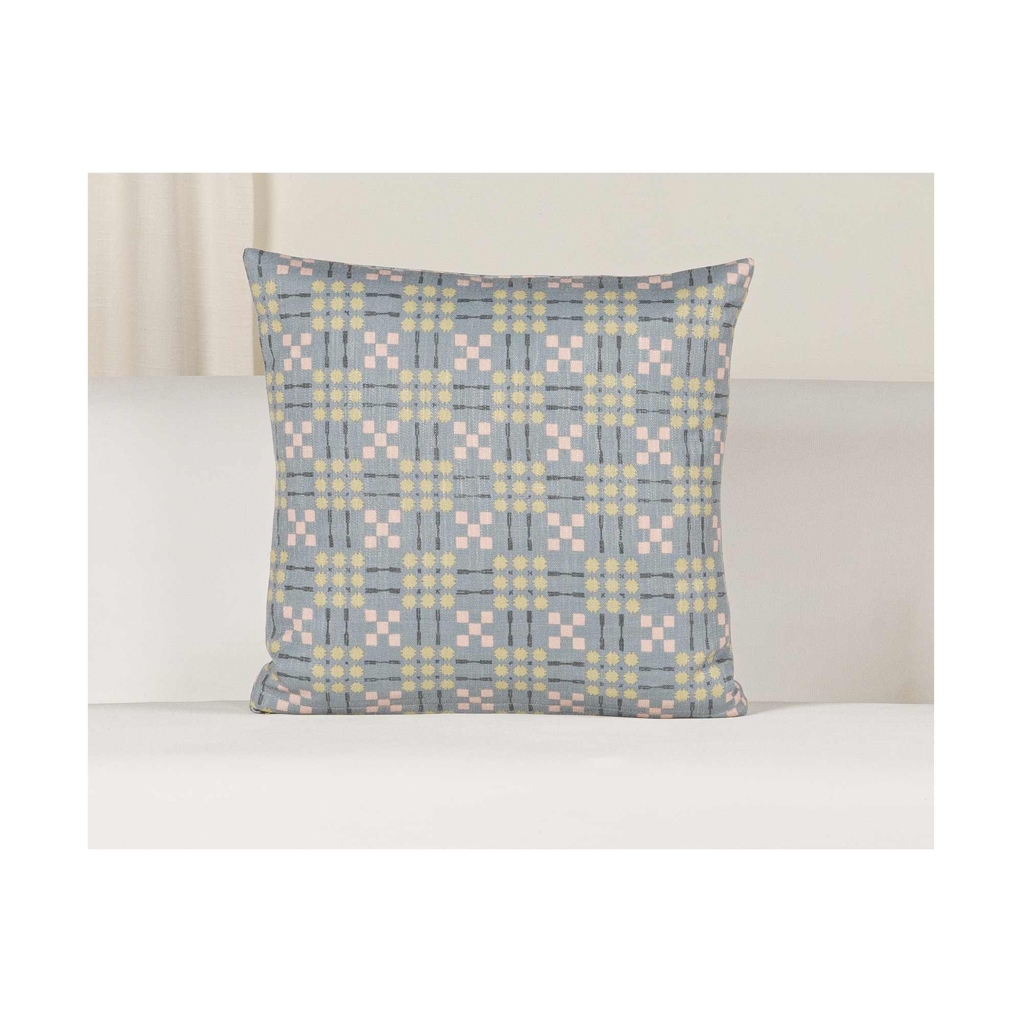 Gridwork Geometric Accent Pillow, Green, Square 20", Polyester
