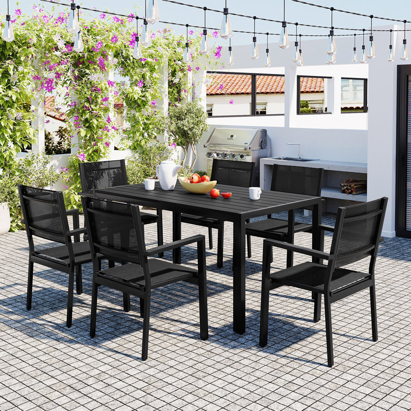 Ensemble repas extérieur pour 6 personnes, Noir