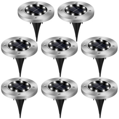 Solar In-Ground Landscape Lights with 8 White LEDs, Weather-Resistant for Pathway, Lawn and Yard