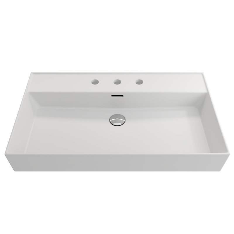 Milano 31.69'' L Bathroom Sink, Matte White, Single-Hole
