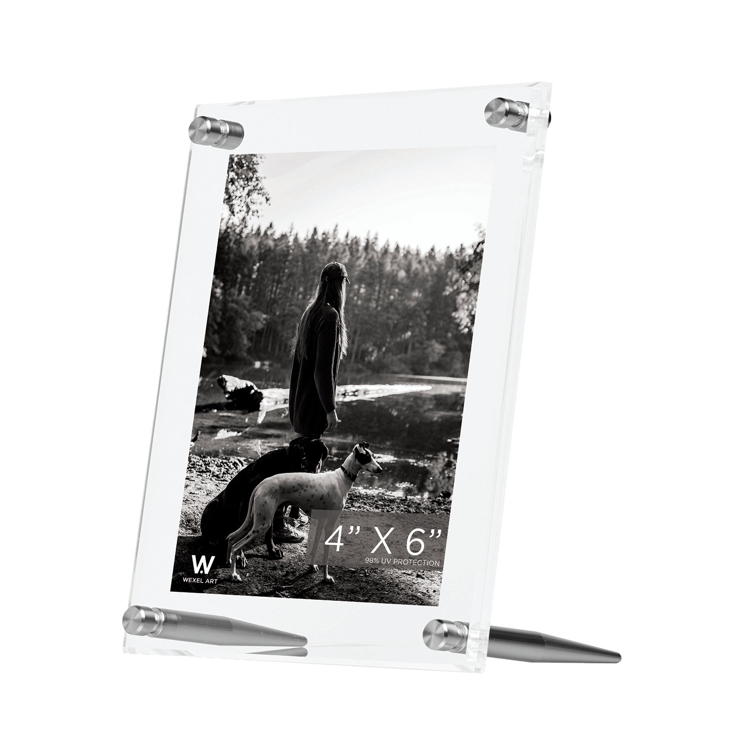 Acrylic Bevel Tabletop Float Frames, Silver, 4" x 6"
