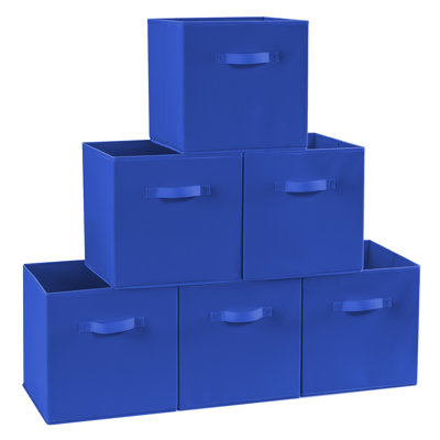 Collapsible Storage Cubes 11 Inch Foldable Fabric Bins Multi-color Organizers Decorative Organizing Baskets For Shelves For Closet, Utility Room, Storage Room Set Of 6 