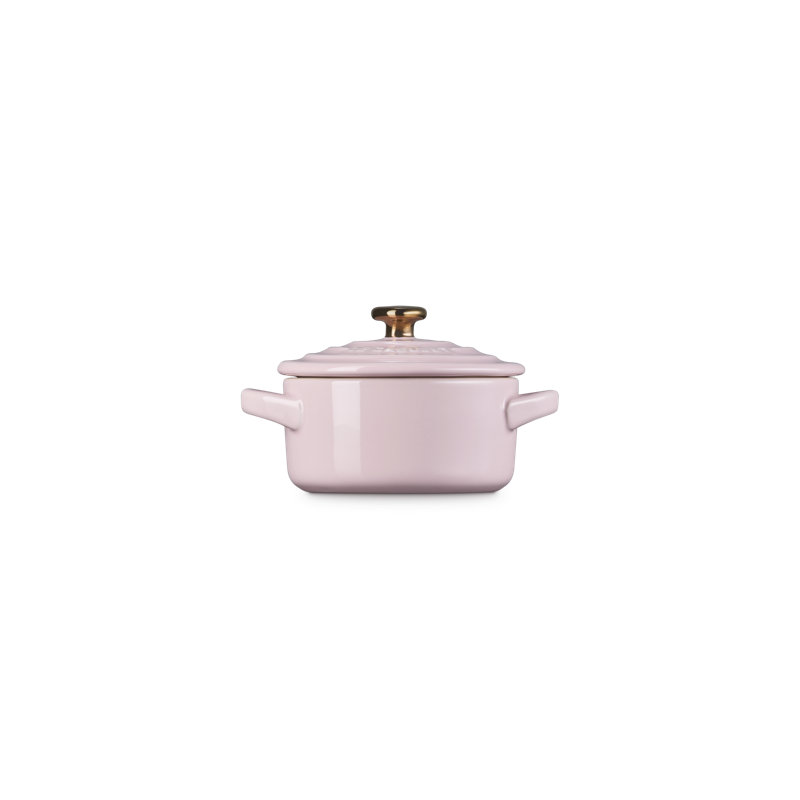 Le Creuset Stoneware Mini Round Cocotte With Gold Heart Knob, 8 Oz. - Chiffon Pink, Chiffon Pink