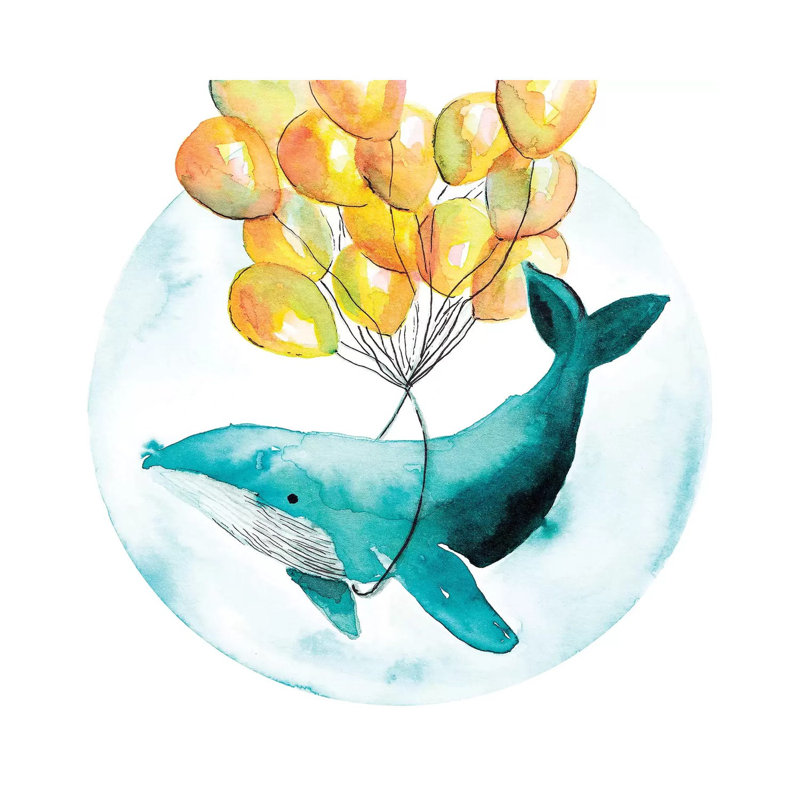Magic Whale I - Wrapped Canvas Painting, 93.98 cm H x 93.98 cm W x 1.91 cm D