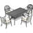 Patio Dining Table - Cast Aluminum, Black, Rectangular, Weather Frame Rectangular 160lbs Capacity,