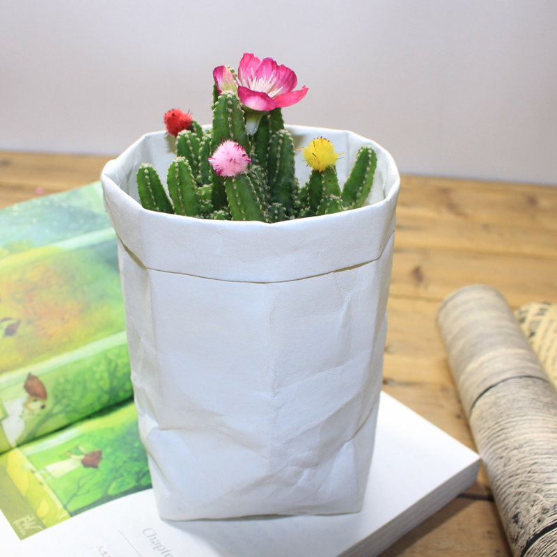 Sac de rangement en papier lavable Kraft, 9.45" H x 9.06" W x 0.98" D, White