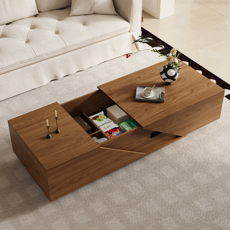 Table basse 47,24 "à plateau relevable avec rangement caché pour salon moderne