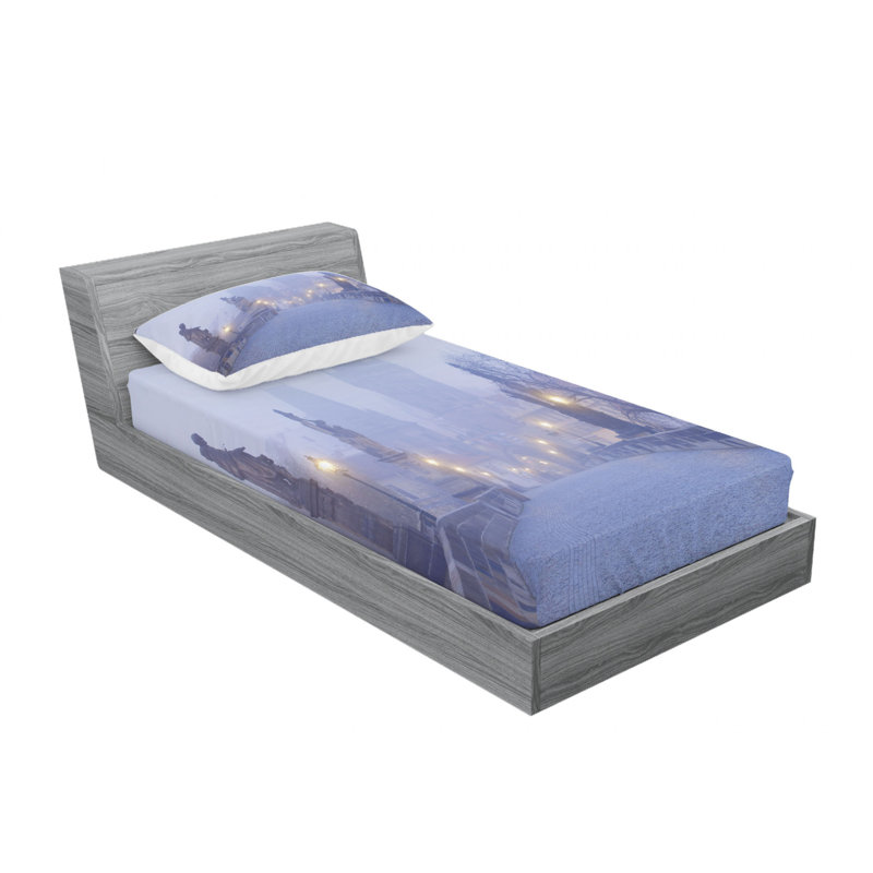 Ensemble de draps morningon tchèque streets, Ensemble de draps pour lit simple avec drap-housse