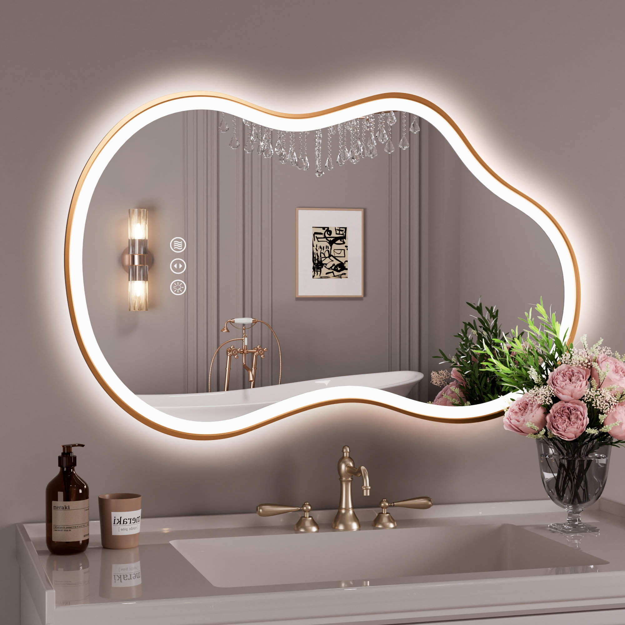 Wrought Studio Irregular Vanity Mirror Asymmetrical Bathroom Mirror ...