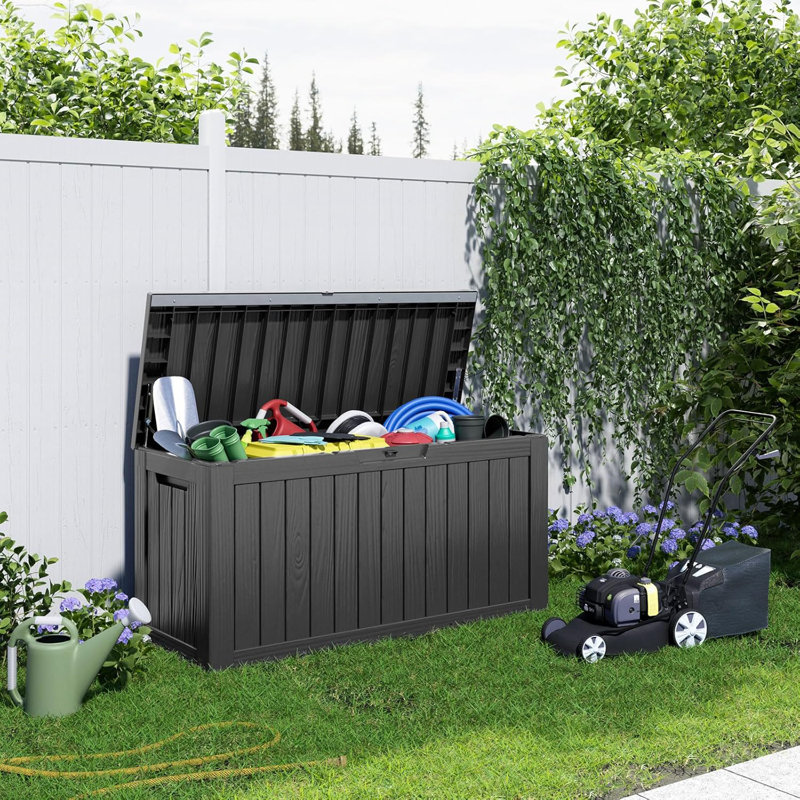 80 Gallon Black Resin Lockable Outdoor Deck Box
