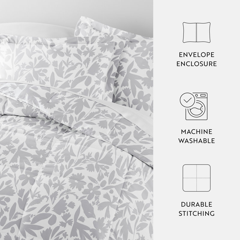 Comforter Set Patterned Microfiber All Season Down-Alternative Ultra Soft Bedding in Abstract Garden