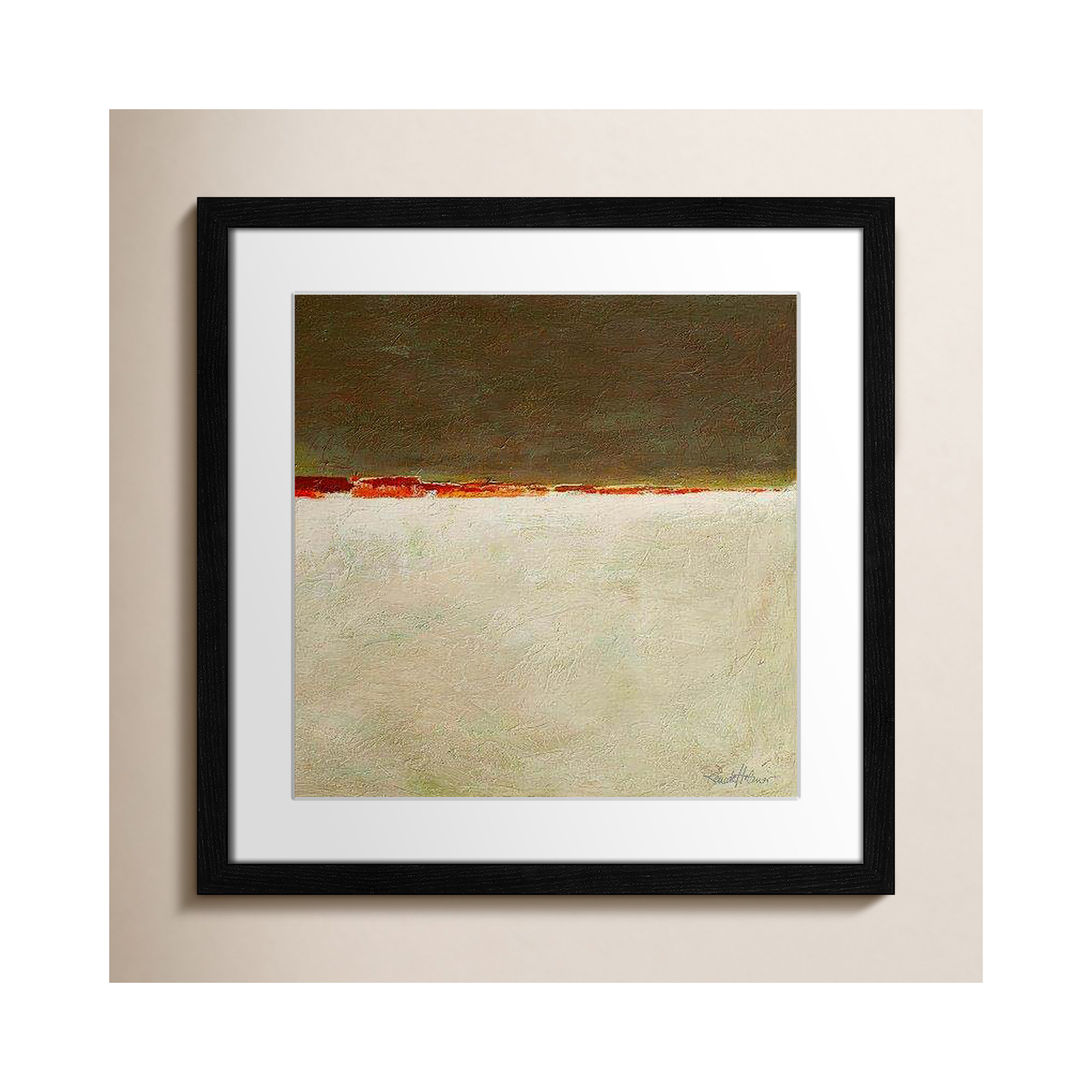 Orange Horizon I by Renate Holzner - Print, Black Framed, 17" H x 17" W x 0.75" D