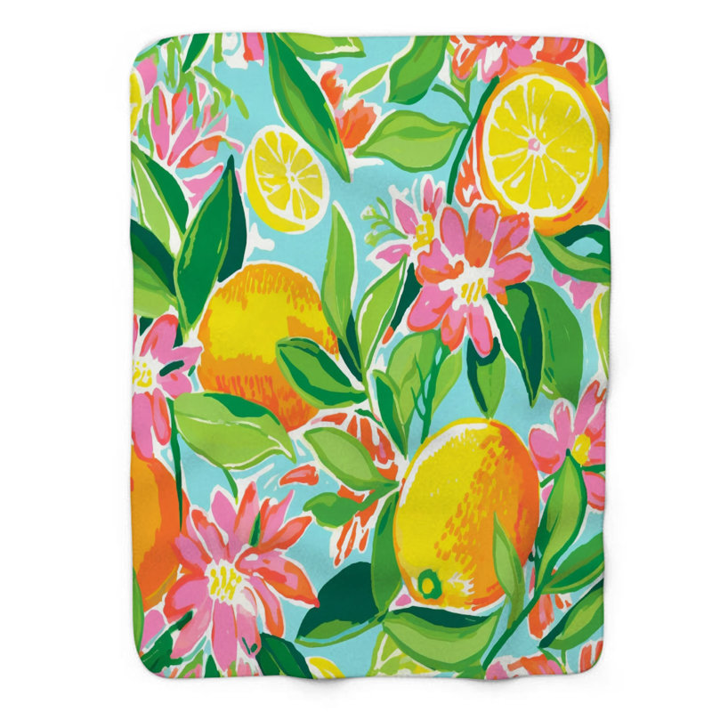 Motif de balise maritime - 1 pièce Sherpa Premium, L 60 po x L 80 po, Citron rose / citron