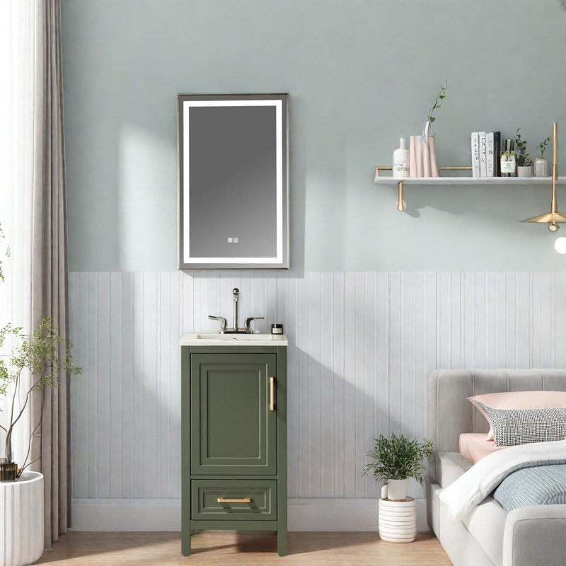 Meubles-lavabos verts modernes (incluant le meuble et le lavabo) avec rangement