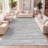 Asahn Loom Modern Strie' Gray/Turquoise Rug-1913611581