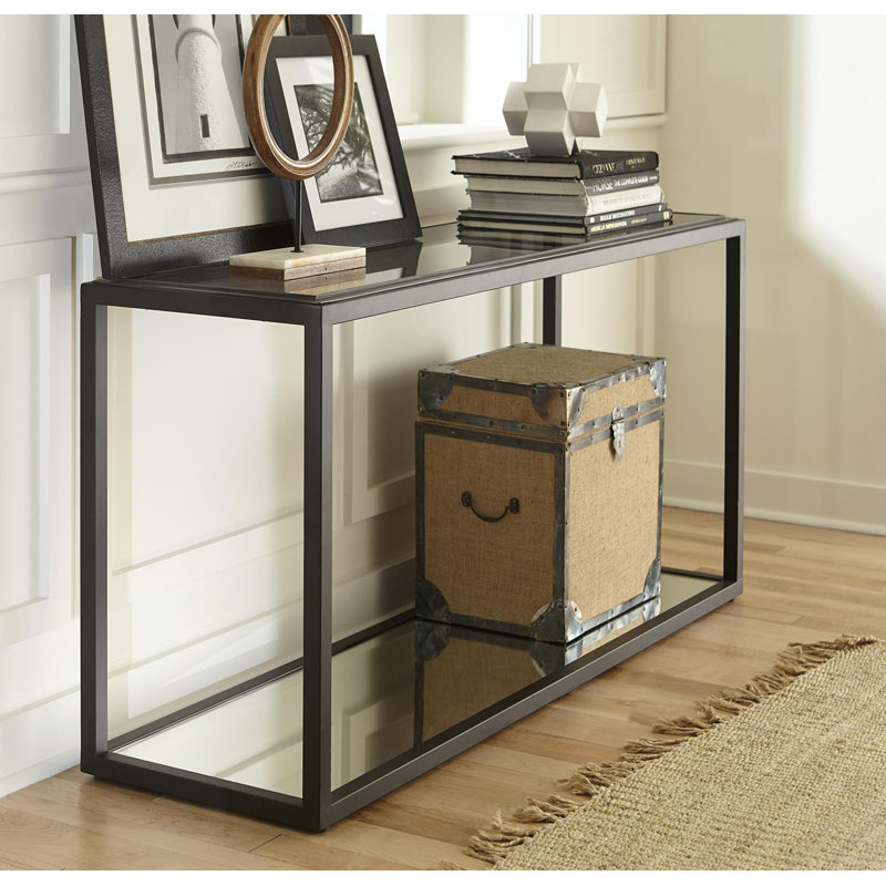 Vibaldy 63'' Glass Top Console Table