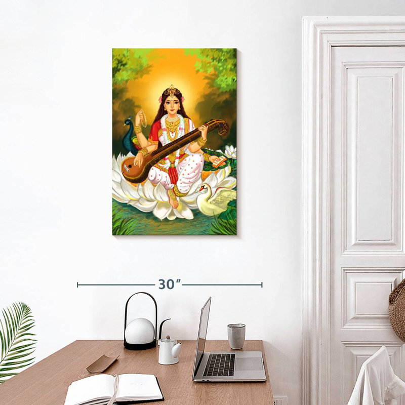 Adella Saraswati jouant de la musique, H 30 po x l 20 po