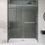 Porte de douche 54 po x 75 po avec porte coulissante simple sans cadre, nickel brossé et cabine de douche 1/4 po en verre trempé pour salle de bain-122073731