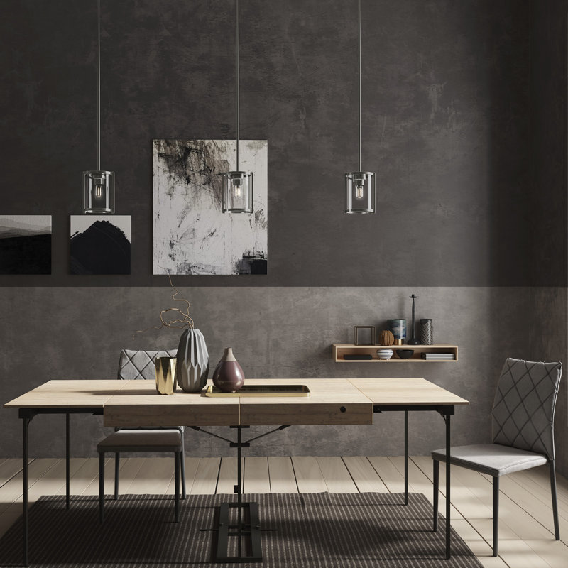 Luminaire suspendu cylindrique à 1 lumière Jalysa, Nickel brossé