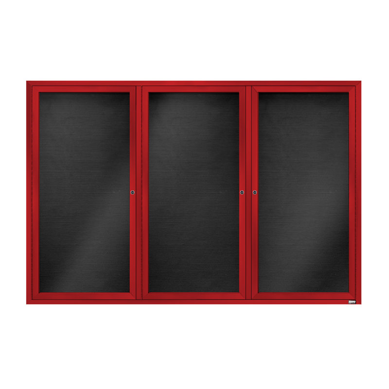 Tableau d'affichage mural fermé pour armoire d'annuaire, Rouge thermolaqué, Trois, 48 po x 72 po