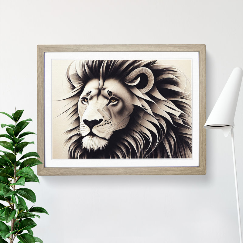 Miraculous Lion - Framed Print, 25cm H x 34cm W, Oak Framed