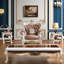 Fauteuil en cuir véritable capitonné European Luxury