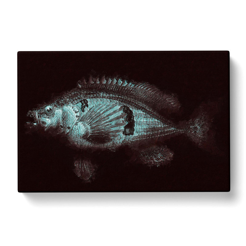 A Blue Fish - Wrapped Canvas Painting, 50cm H x 76cm W x 3cm D