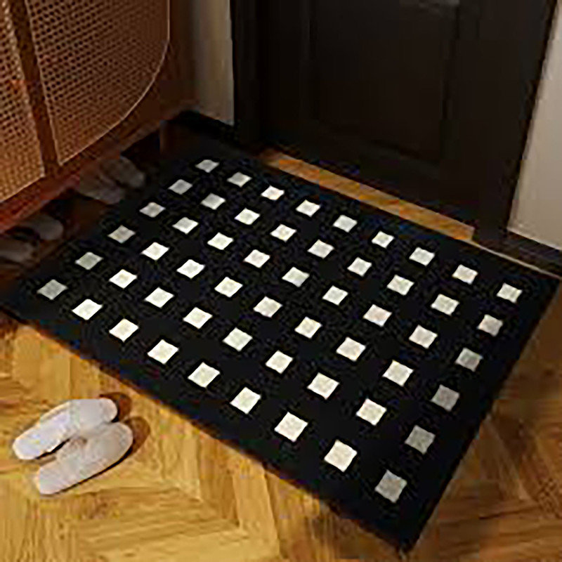 Tapis lavable à la machine Dotgrid, lavable à la machine multi-usages, noir, Rectangle 2 pi 8 po x 1 pi 8 po