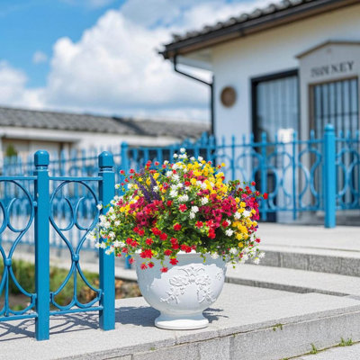24 Bundles Artificial Flowers Outdoor Fake Plants, UV Resistant No Fade Faux Plastic Greenery Shrubs for Hanging Planter Garden Porch Window Box Outside Decoration,Home Indoor Decor