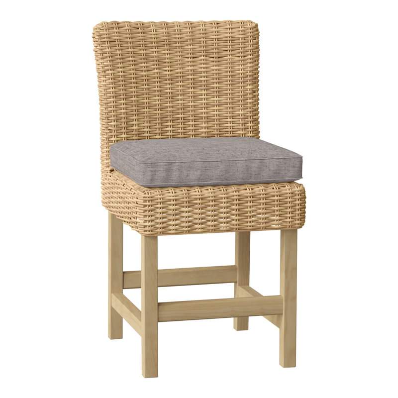 Sag Harbor 24" Patio Counter Stool with Cushion (Set of 2), Ash, Sag Harbor Seagrass