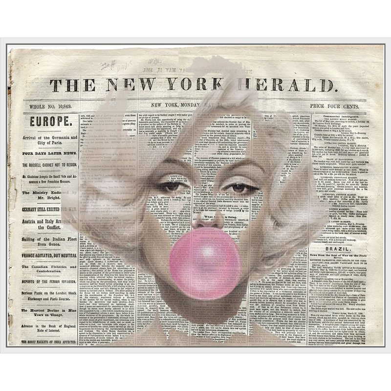 Marilyn - cadre flottant, impression sur toile, H 32 po x l 42 po x P 2 po, Cadre blanc