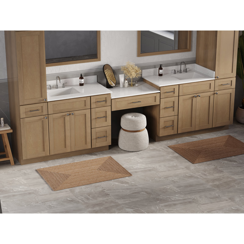 Meuble-lavabo double Disar, Chêne naturel