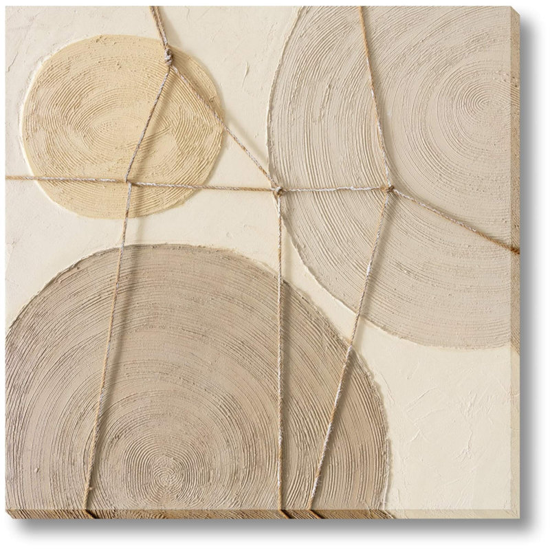 Art mural sur toile Tactile Neutrals: Cercles abstraits texturés - 39 po x 39 po