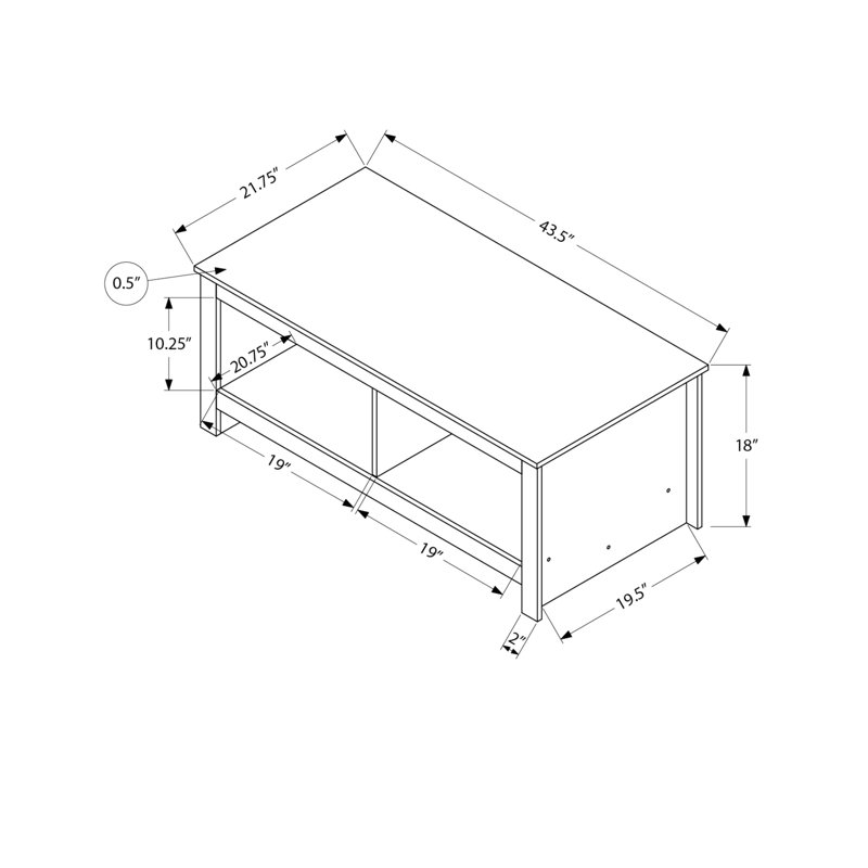 Table basse rectangulaire contemporaine de 44 po avec rangement en stratifié beige et brun foncé pour un style de vie moderne