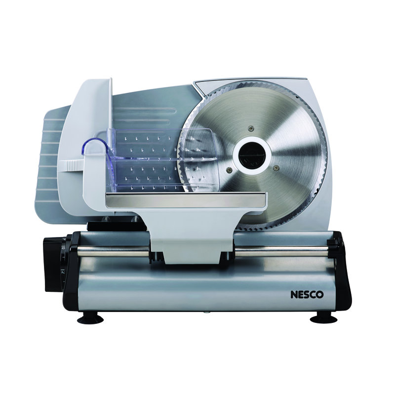 Gray Die-Cast Aluminum Electric Food Slicer with Blade Guard
