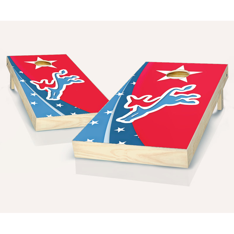2' x 4' Democrat Solid Wood Cornhole Set with Bags, Red / Black