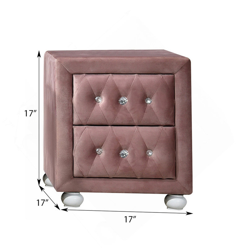 Table de chevet 2 tiroirs rose