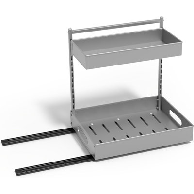 Rangement sous évier Sorbus avec glissières et ruban adhésif - étagère de rangement coulissante à 2 niveaux pour la cuisine et la salle de bain