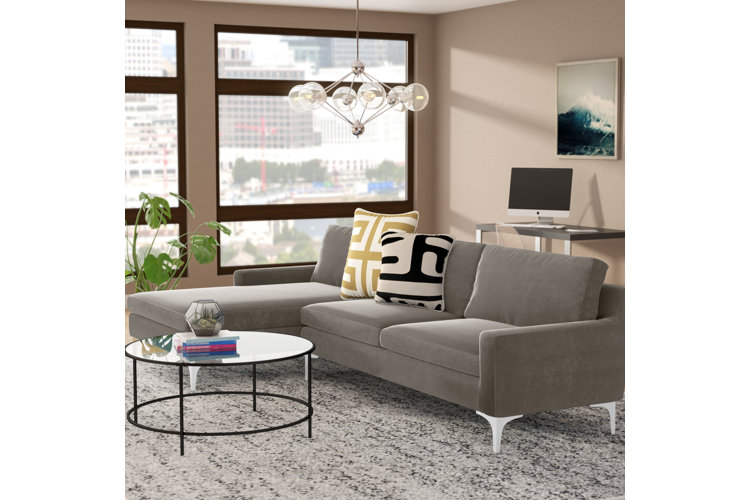 Jasper 118.89" Wide Velvet Sofa & Chaise Sectional