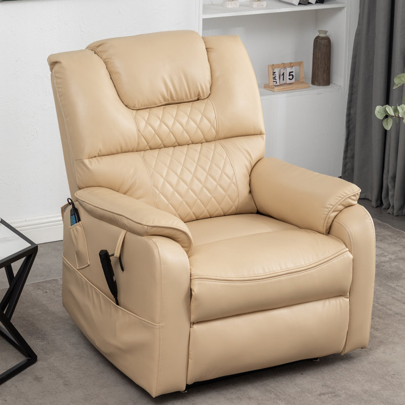 Fauteuil inclinable de 35,5 po de largeur avec système de chauffage et de massage, Beige