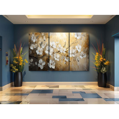 Impression sur toile Triptych - Blooming Blossoms