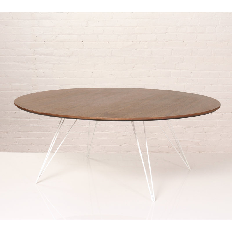 Williams Oval Metal Base Dining Table, White, 30" H x 54" L x 46" W, Walnut