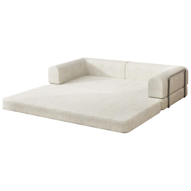 Canapé-lit convertible en velours côtelé, futon très grand pliable 3 places avec structure de forme fixe, canapé-lit sans assemblage pour le salon