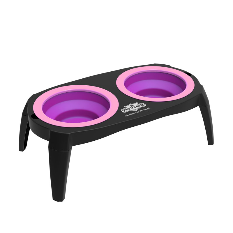 Bols à nourriture pour chat et chien avec support antidérapant PETMAker, Rose
