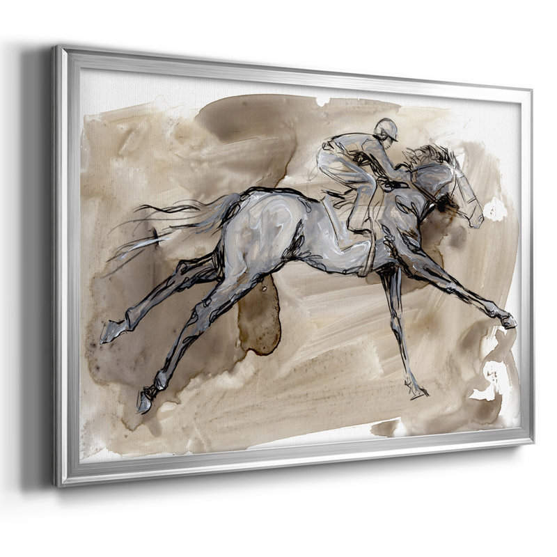 " Off To The Races I ", 14" H x 20" W x 1.5" D, Silver