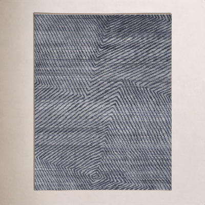 Ethos Gray Hand-Knotted Striped Wool Rug